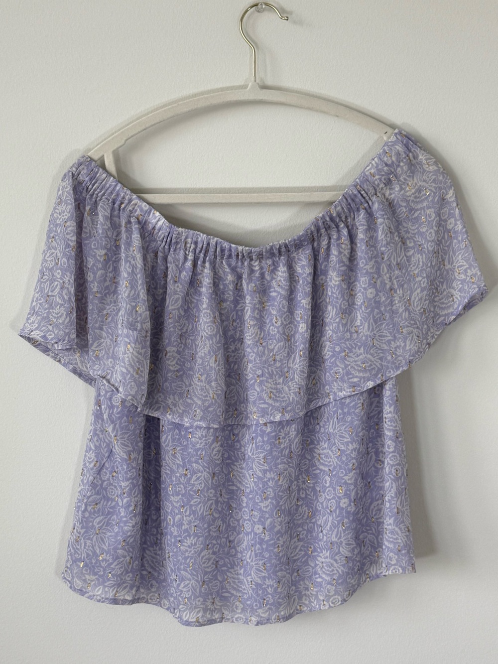 Lilac off the shoulder chiffon top